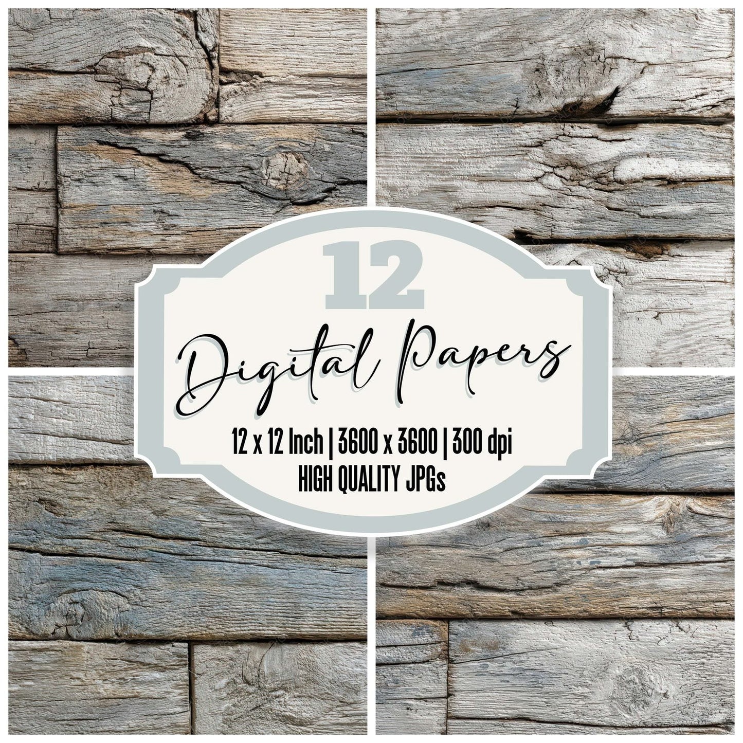 Stone Grey Wood Panels Digital Paper Pack (DDD007904)