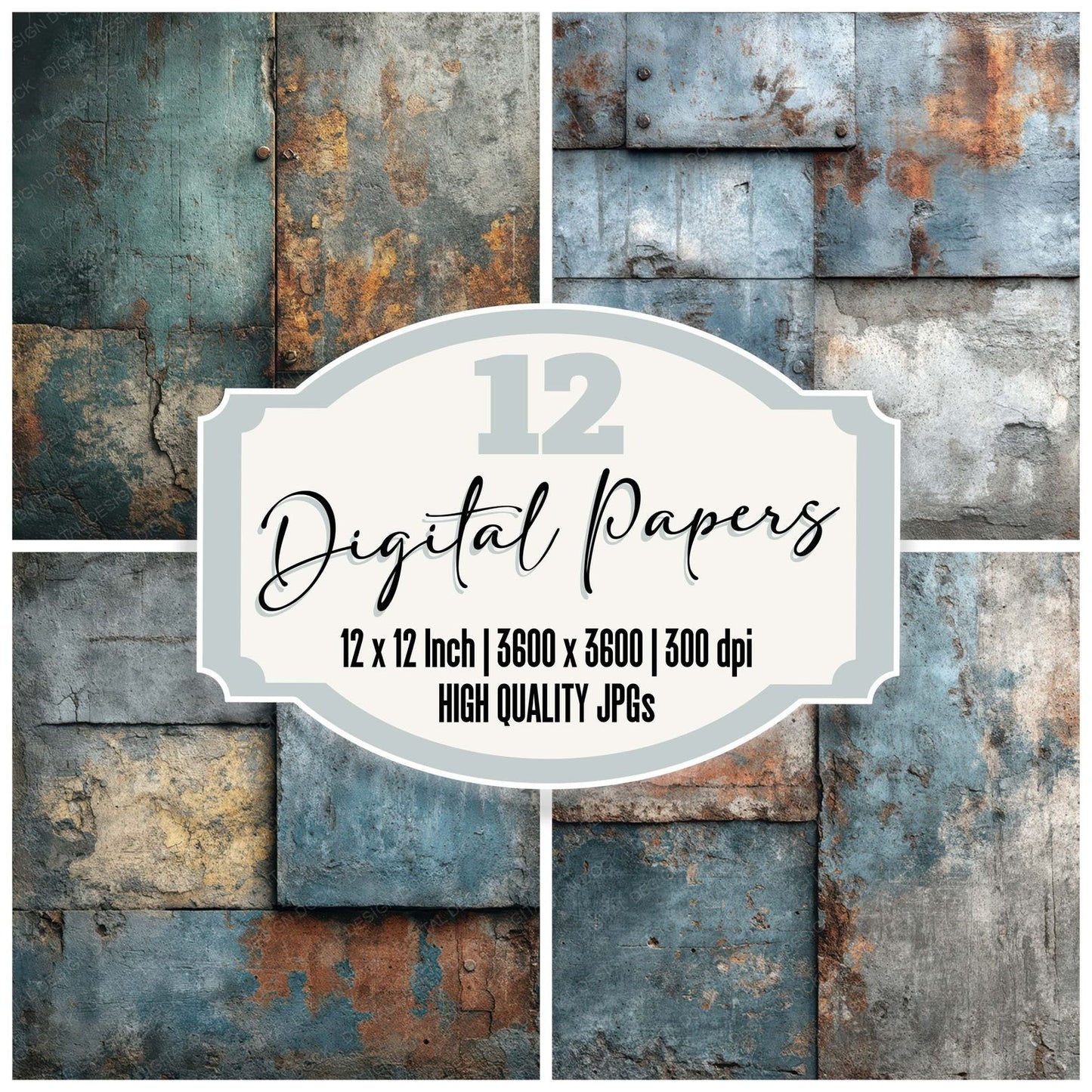 Weathered Metal Panels Digital Paper Pack (DDD007906)