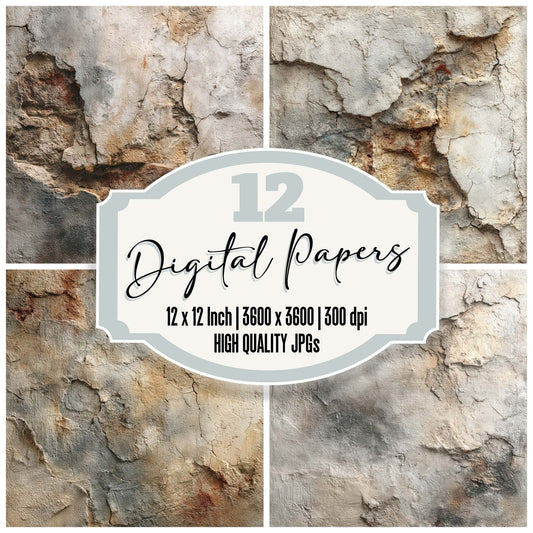 Weathered Plaster Wall Digital Paper Pack (DDD007907)