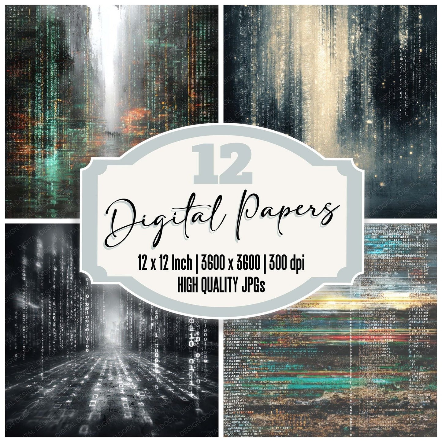 Immersive Binary Code Digital Paper Pack (DDD007920)