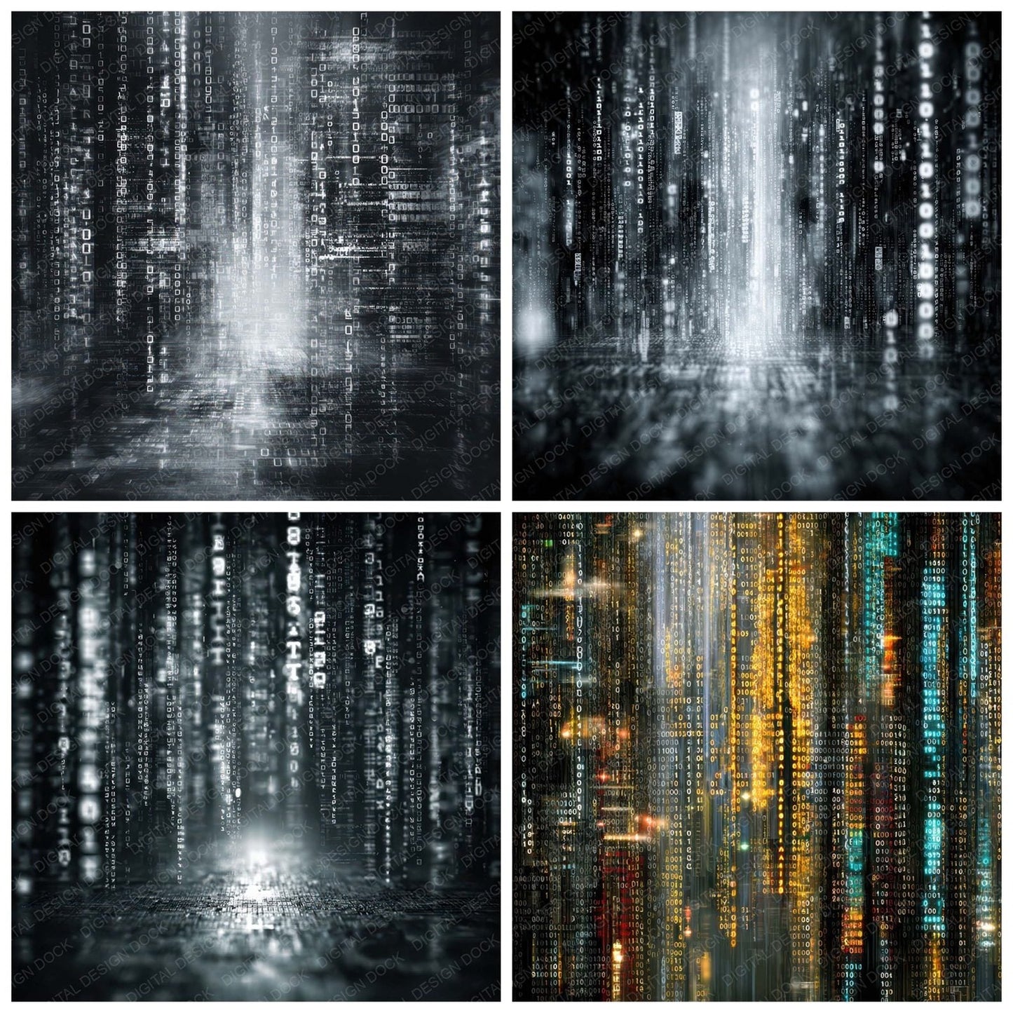 Immersive Binary Code Digital Paper Pack (DDD007920)