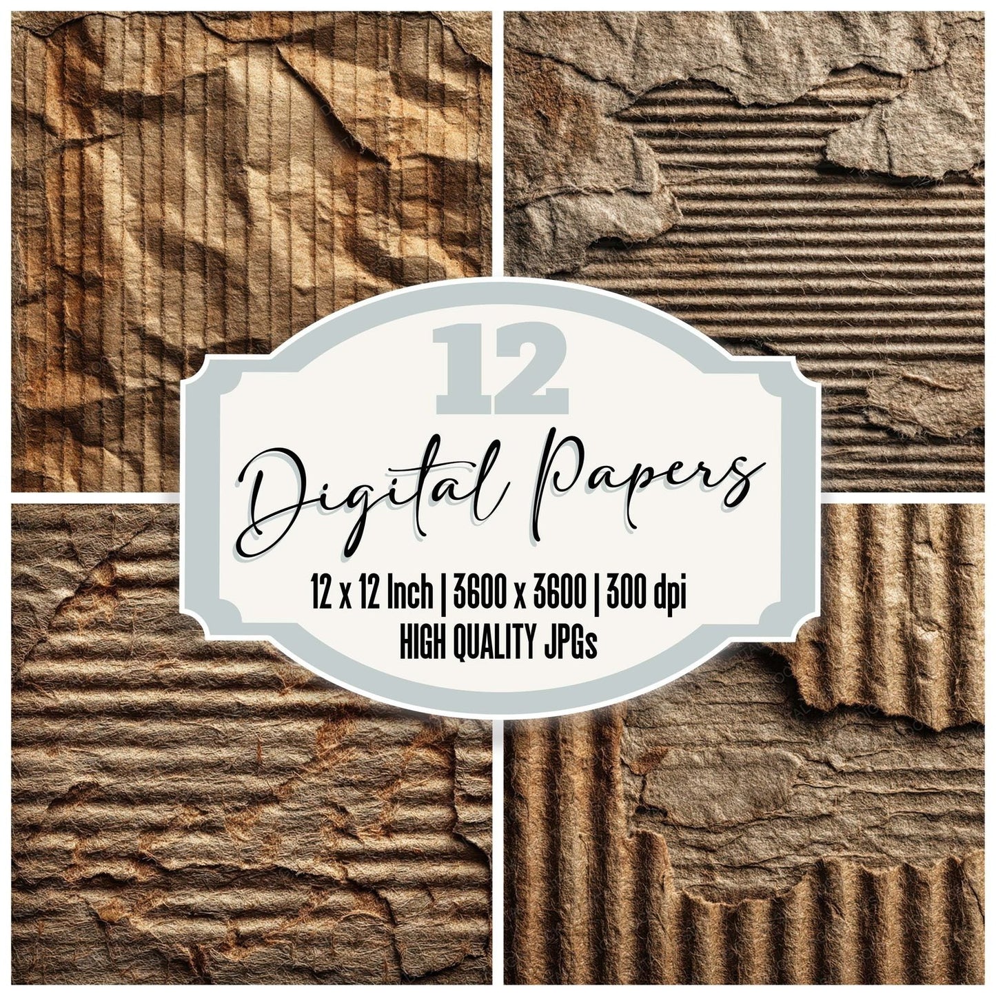 Worn Cardboard Texture Digital Paper Pack (DDD007924)