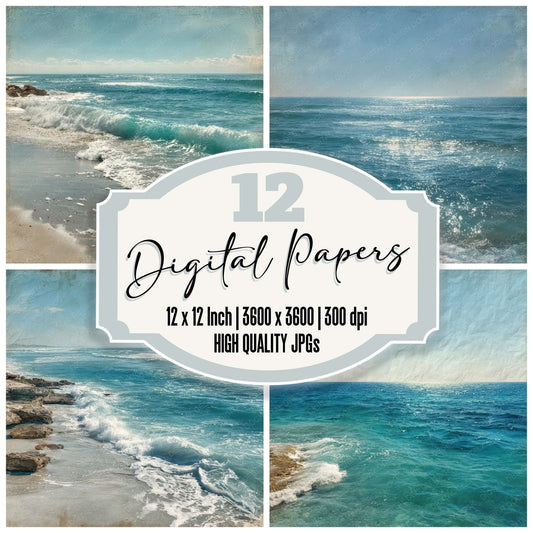Coastal Paper Scene Digital Paper Pack (DDD007931)
