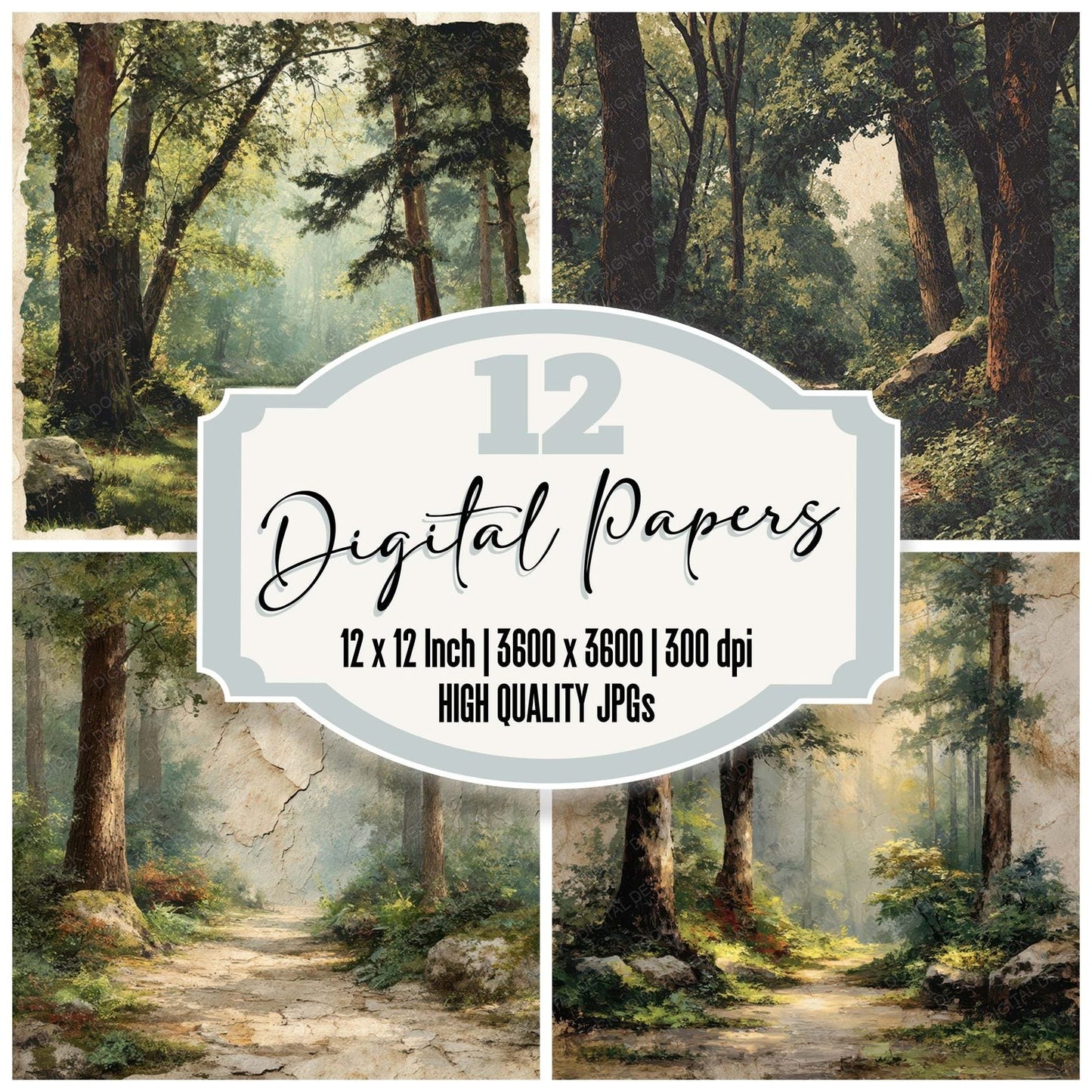Forest Path Paper Scene Digital Paper Pack (DDD007936)