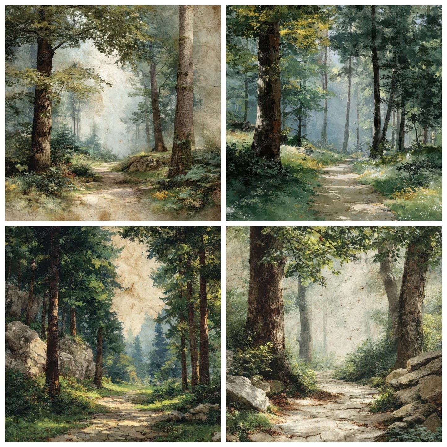 Forest Path Paper Scene Digital Paper Pack (DDD007936)