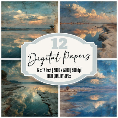 Layered Lake Scene Digital Paper Pack (DDD007937)