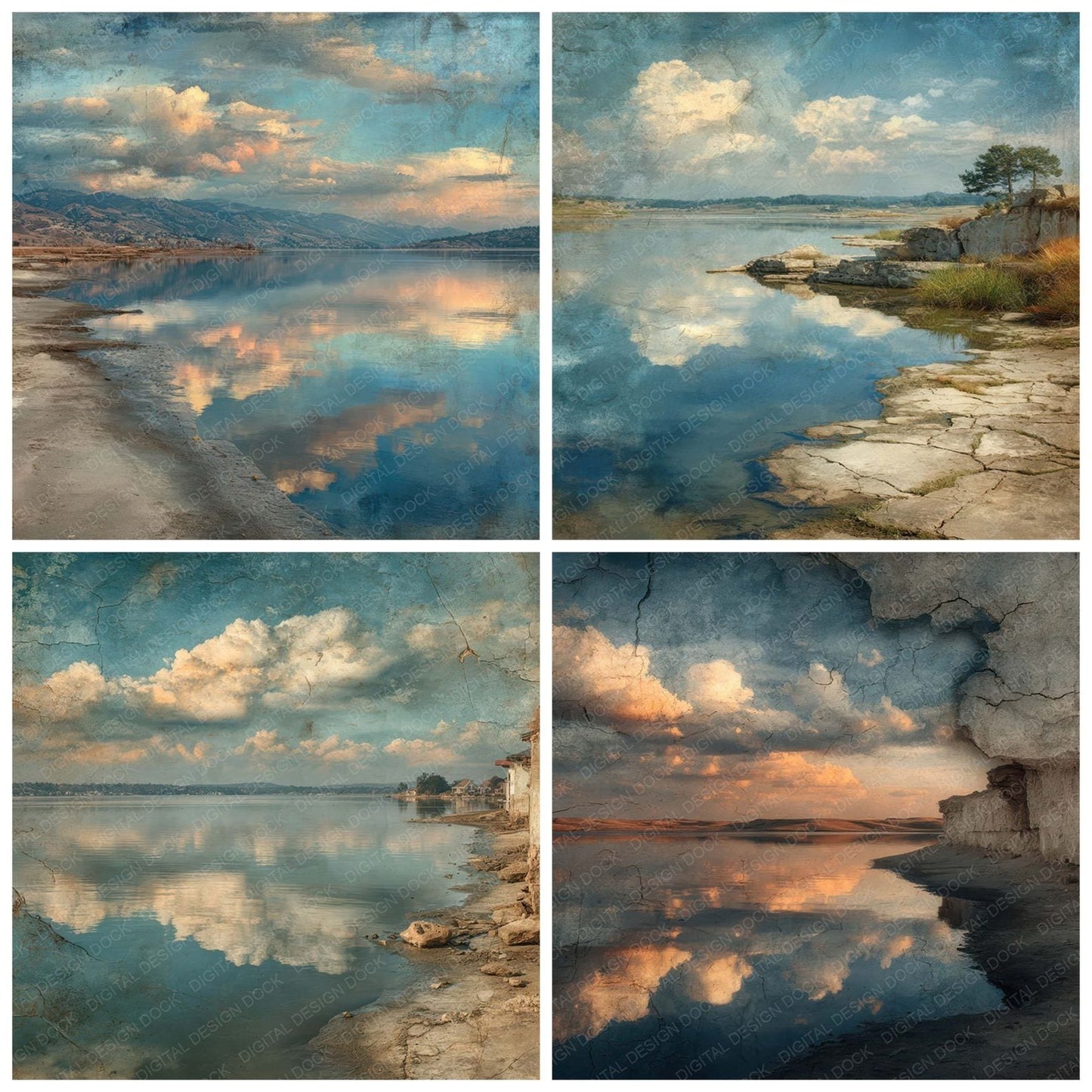 Layered Lake Scene Digital Paper Pack (DDD007937)