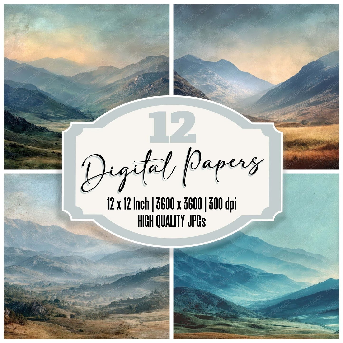 Mountain Paper Scene Digital Paper Pack (DDD007939)