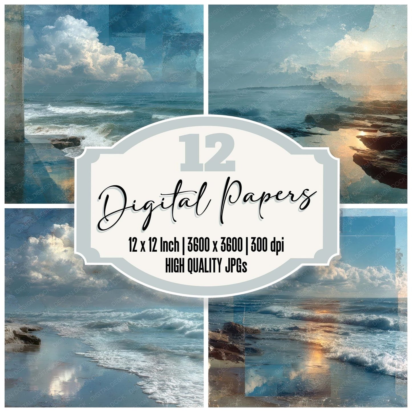 Ocean Scenic Texture Digital Paper Pack (DDD007941)