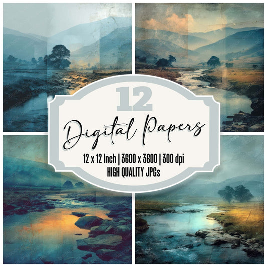 River Scenic Layers Digital Paper Pack (DDD007943)