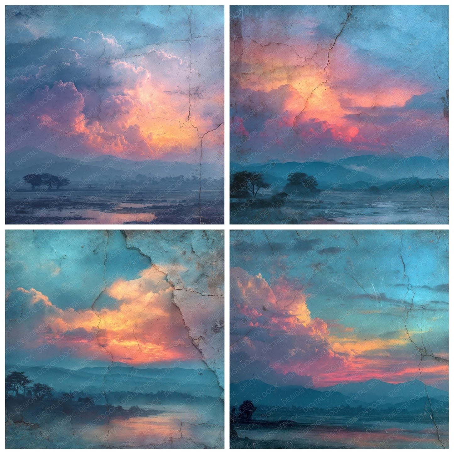 Sunrise Scenic Texture Digital Paper Pack (DDD007944)