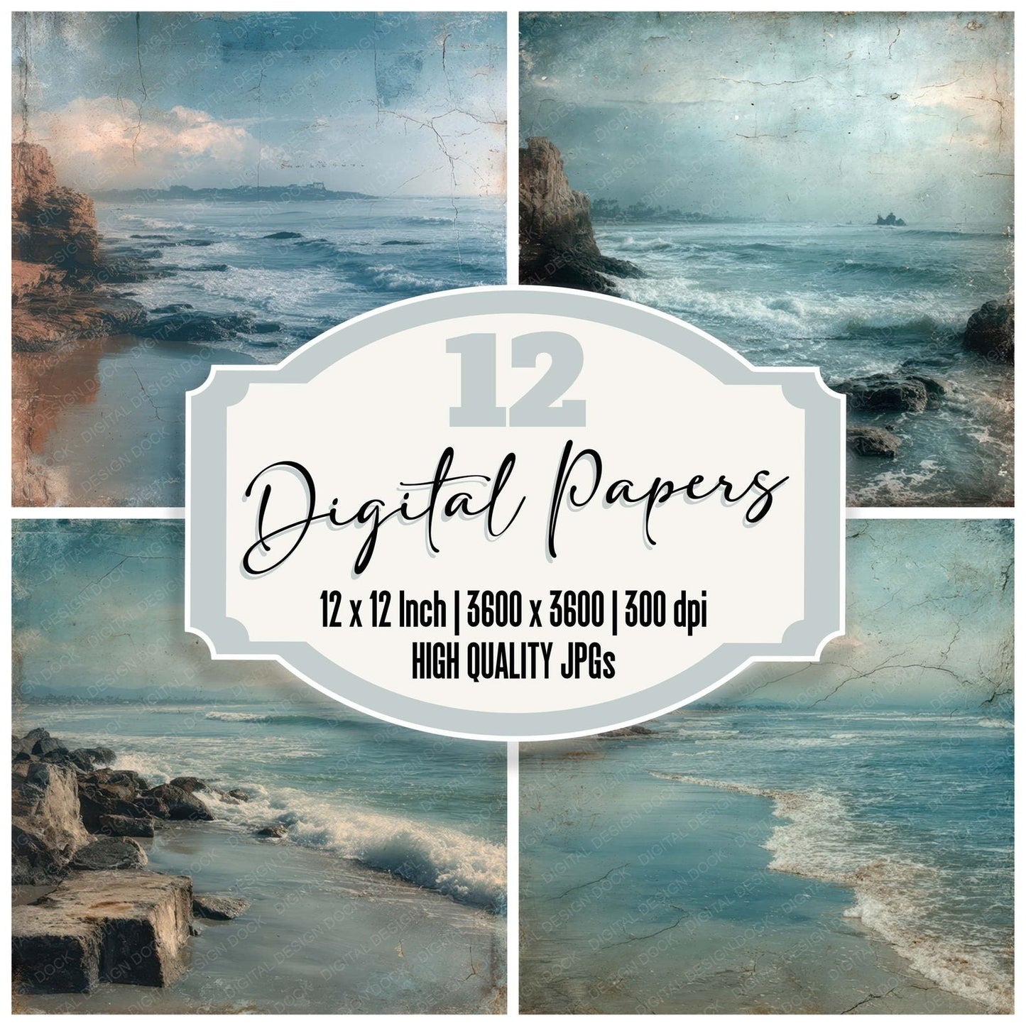 Weathered Coastal Scene Digital Paper Pack (DDD007947)