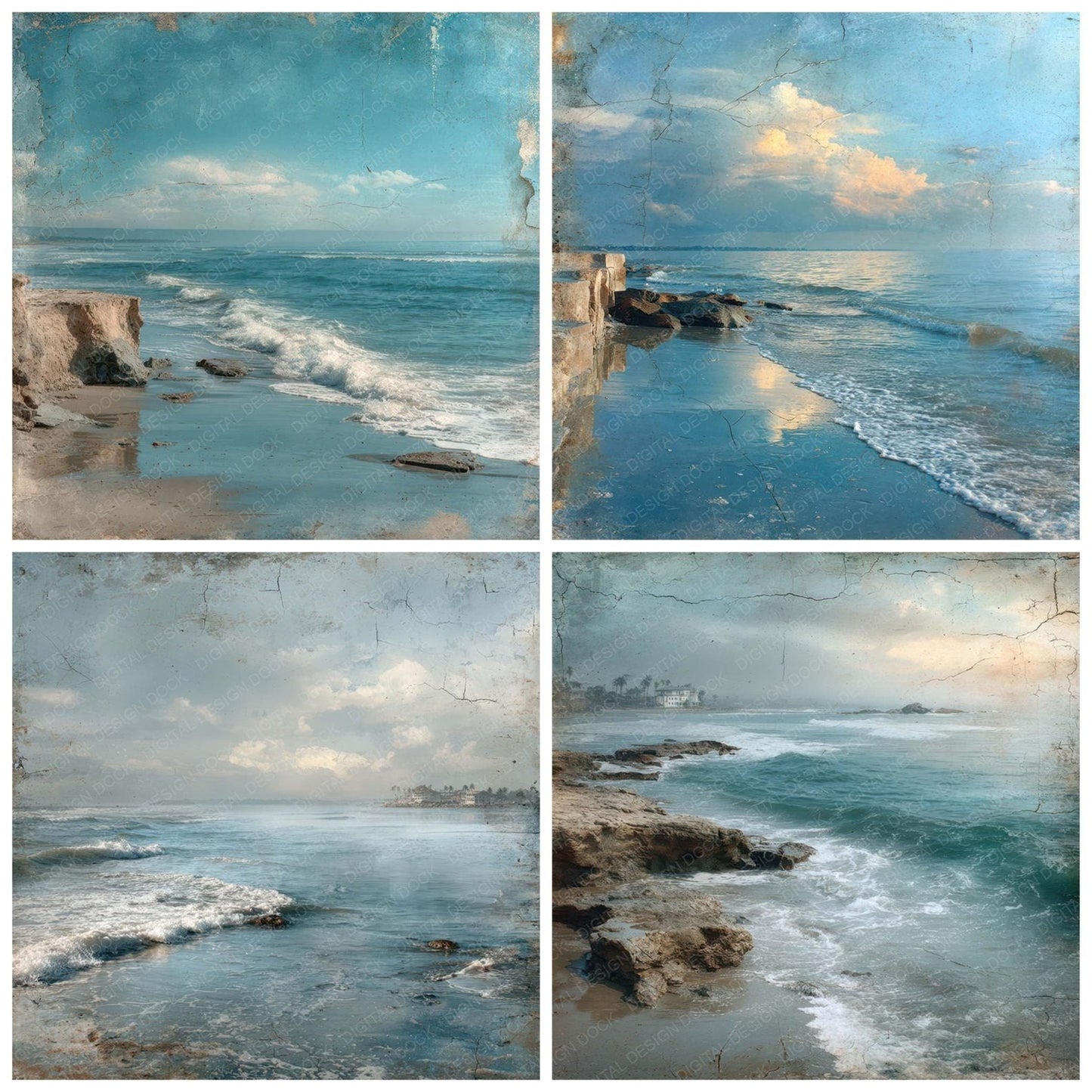 Weathered Coastal Scene Digital Paper Pack (DDD007947)