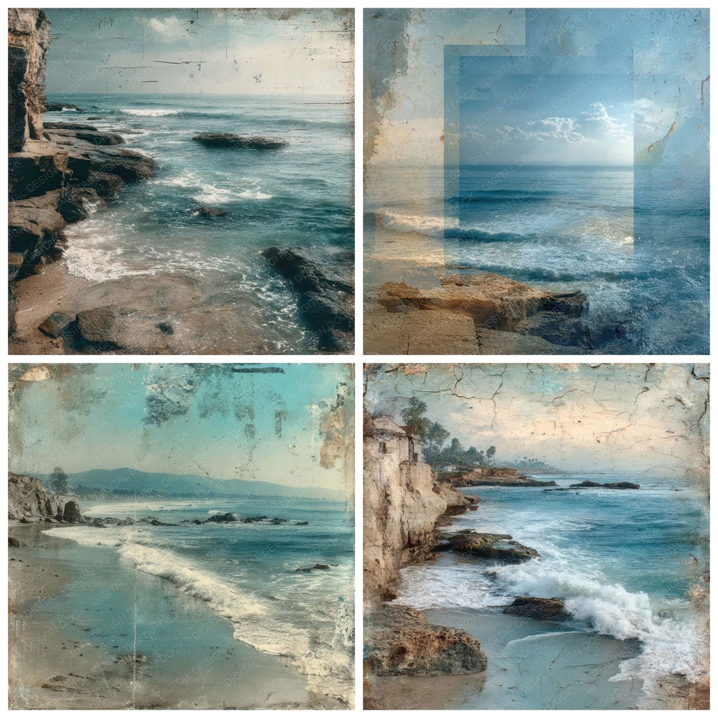 Weathered Coastal Scene Digital Paper Pack (DDD007947)