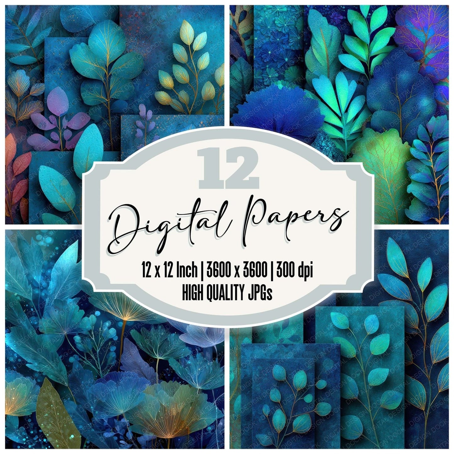Bioluminescent Nature Layers Digital Paper Pack (DDD007949)