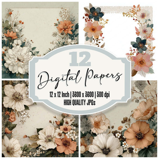 Illustrated Wedding Border Digital Paper Pack (DDD007952)