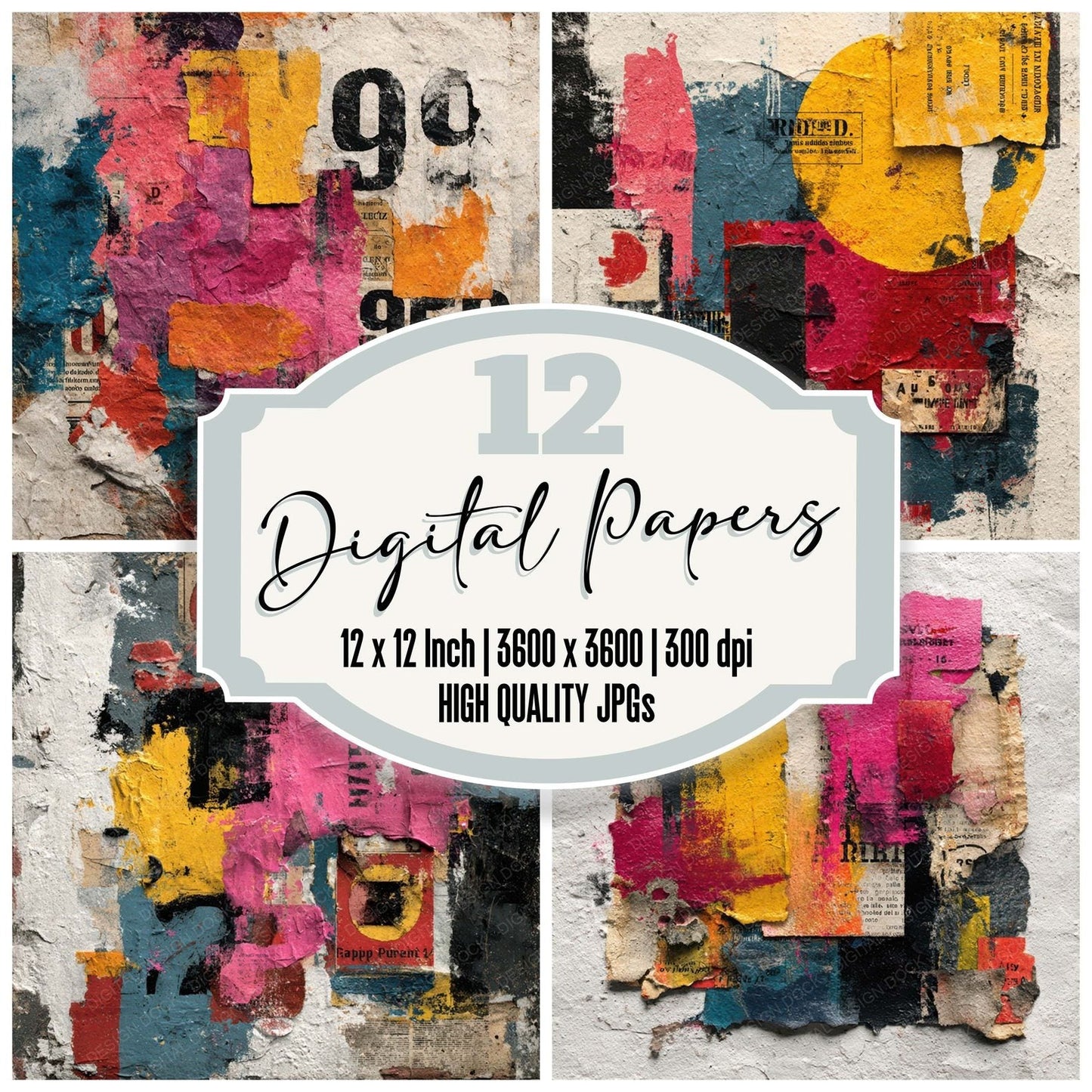 Maximalist Art Collage Digital Paper Pack (DDD007955)