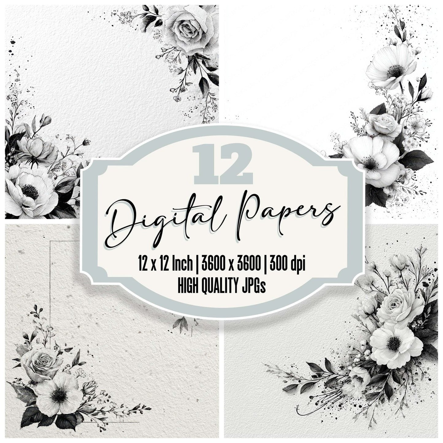 Sketch Wedding Border Digital Paper Pack (DDD007957)