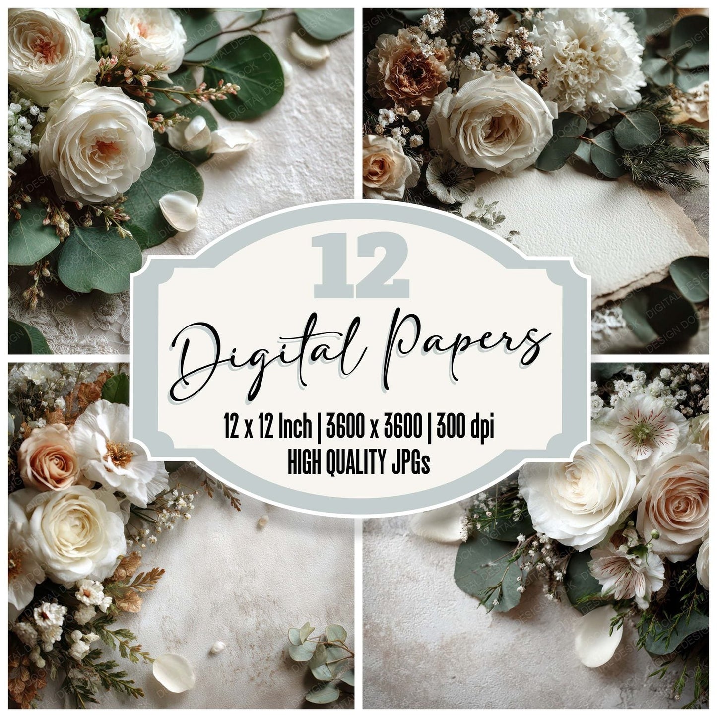 Wedding Floral Layflat Digital Paper Pack (DDD007965)