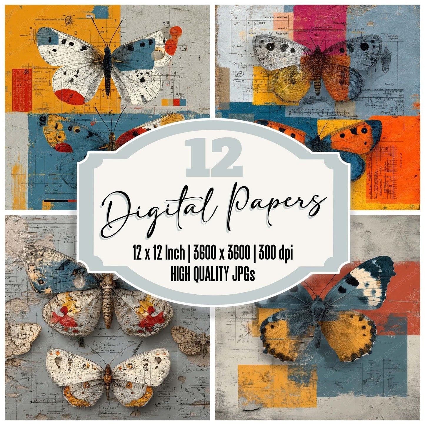 Butterfly Archive Layers Digital Paper Pack (DDD007969)