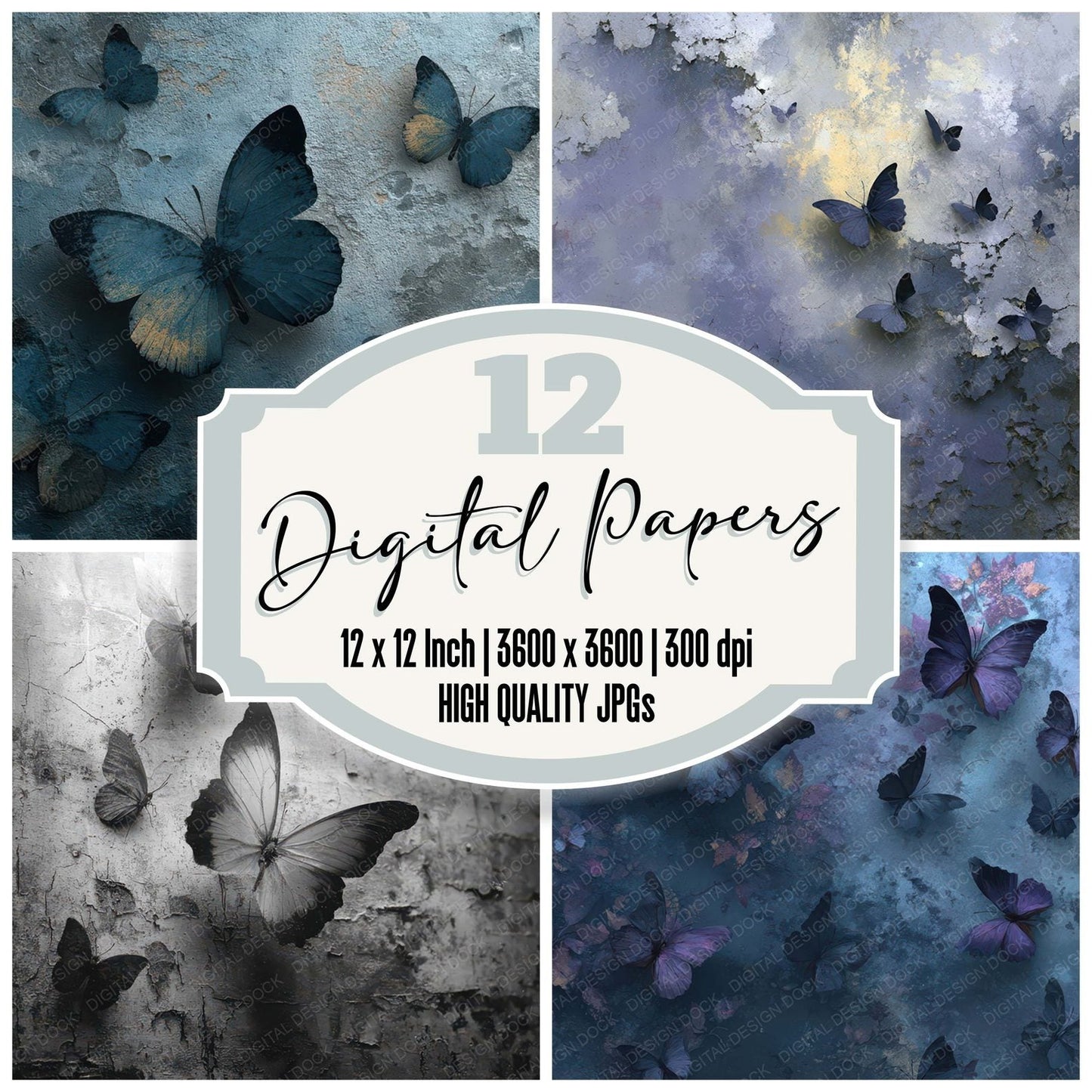 Butterfly Shadow Field Digital Paper Pack (DDD007970)