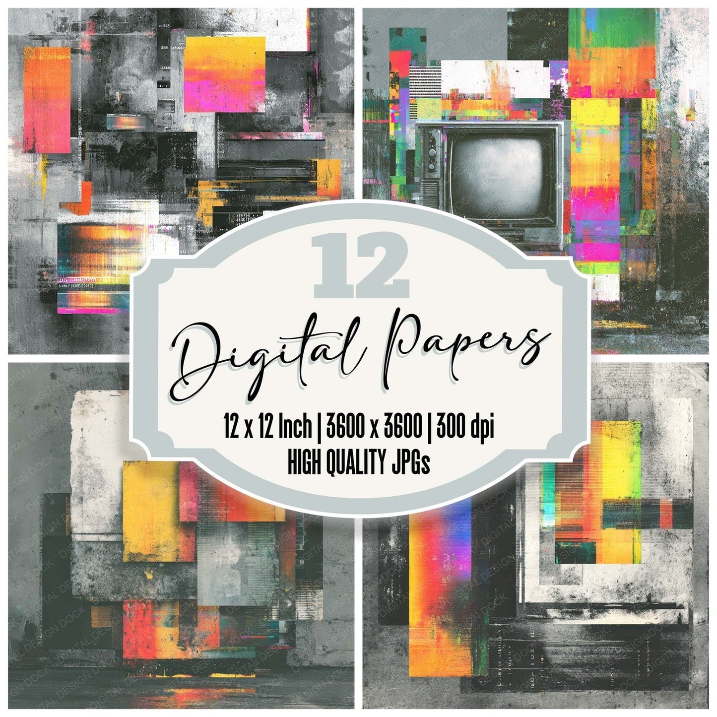 Glitch Data Paper Digital Paper Pack (DDD007975)
