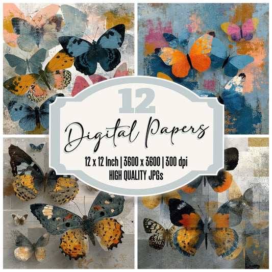 Layered Butterfly Field Digital Paper Pack (DDD007977)