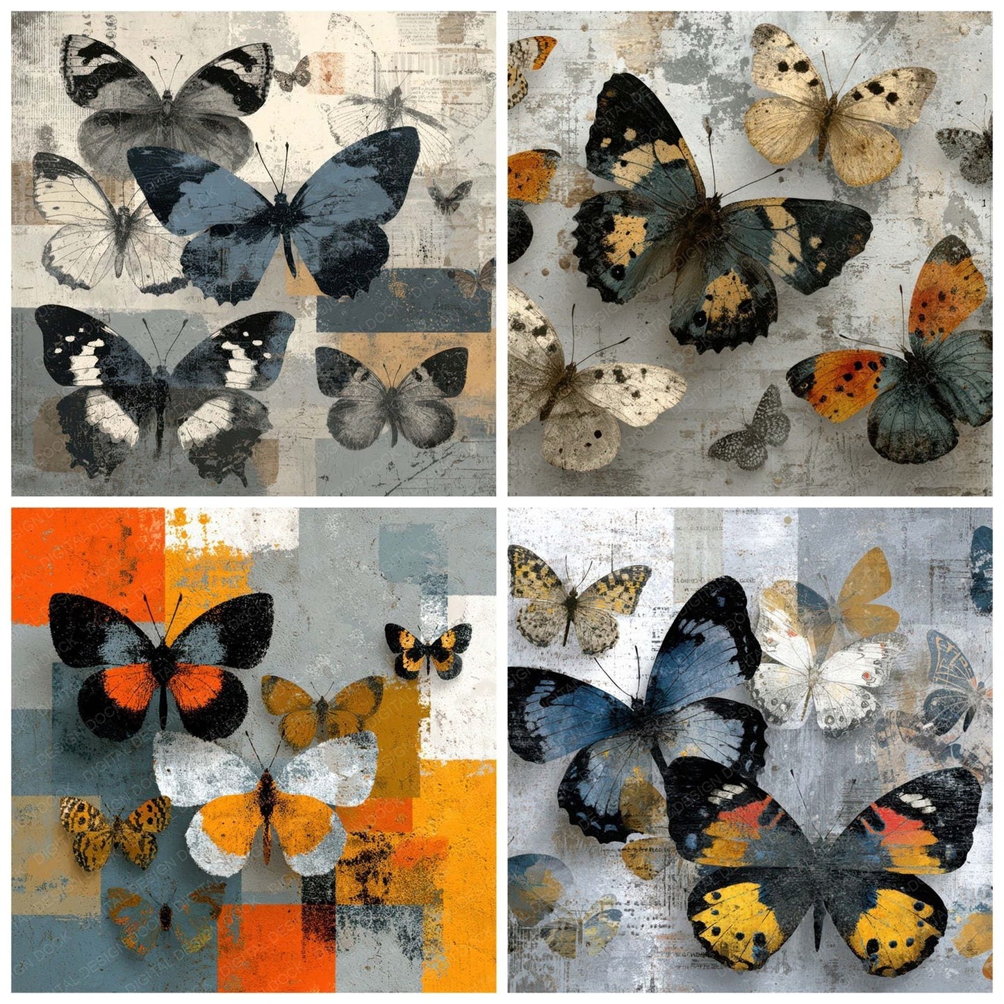 Layered Butterfly Field Digital Paper Pack (DDD007977)