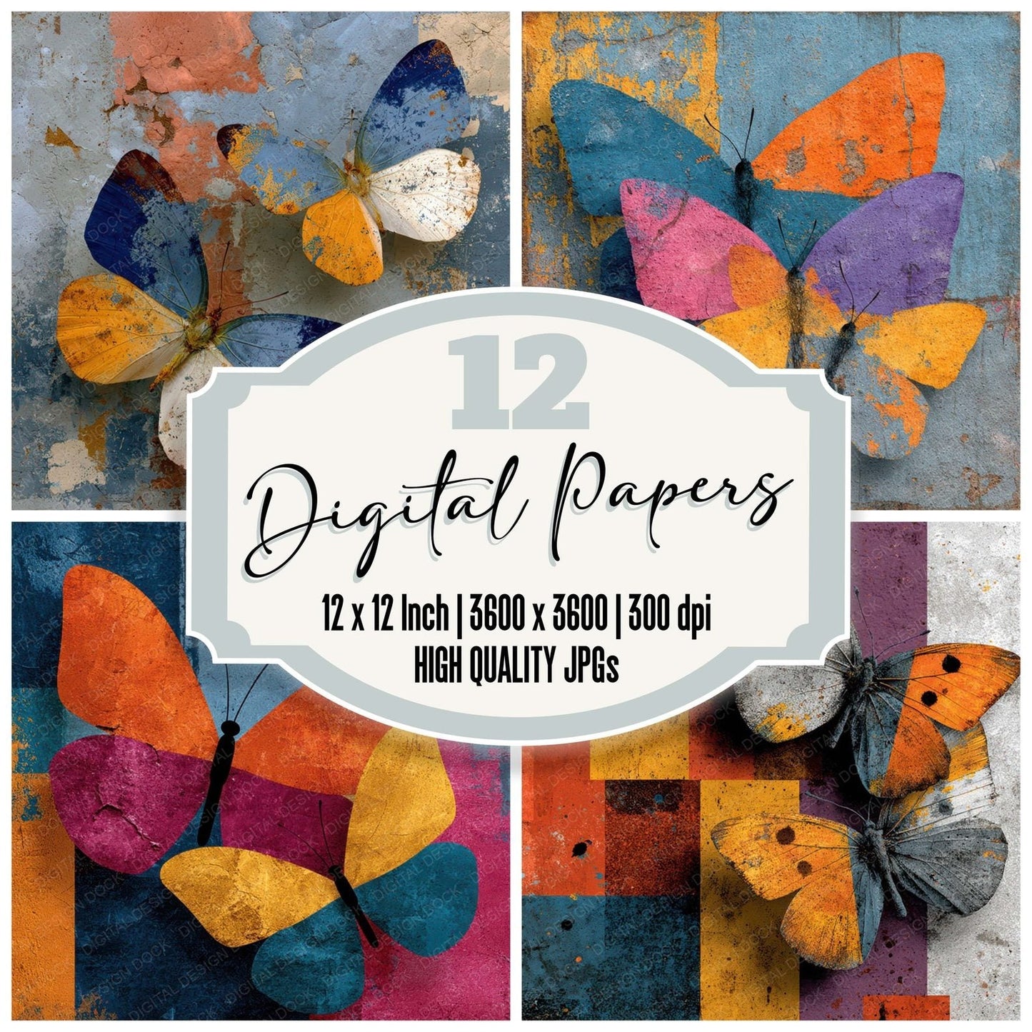 Painted Butterfly Layers Digital Paper Pack (DDD007978)