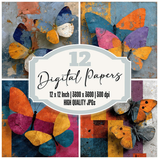 Painted Butterfly Layers Digital Paper Pack (DDD007978)