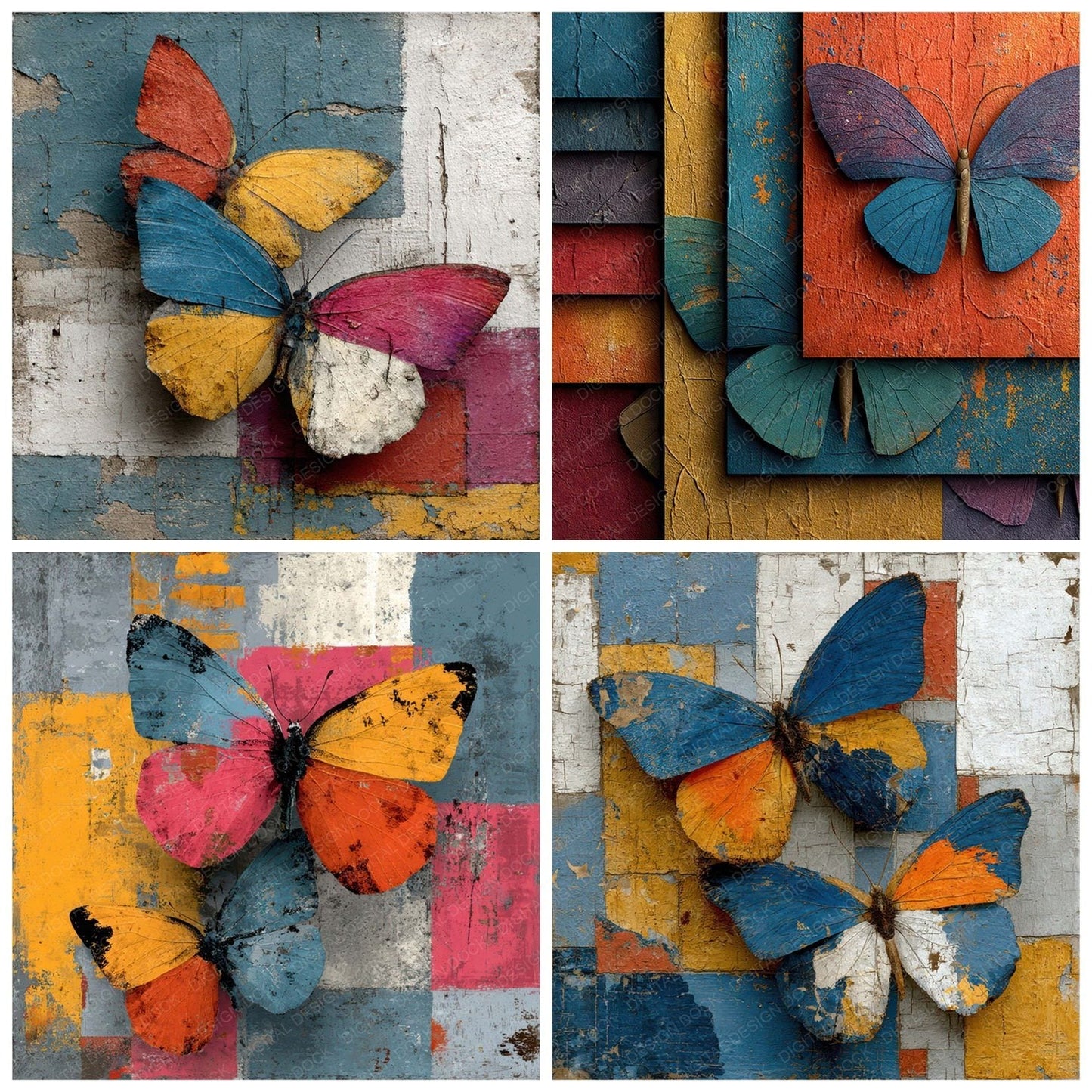 Painted Butterfly Layers Digital Paper Pack (DDD007978)