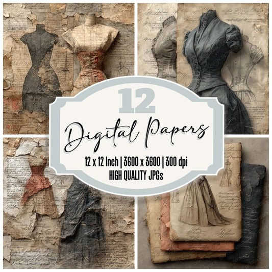Victorian Fashion Layers Digital Paper Pack (DDD007982)