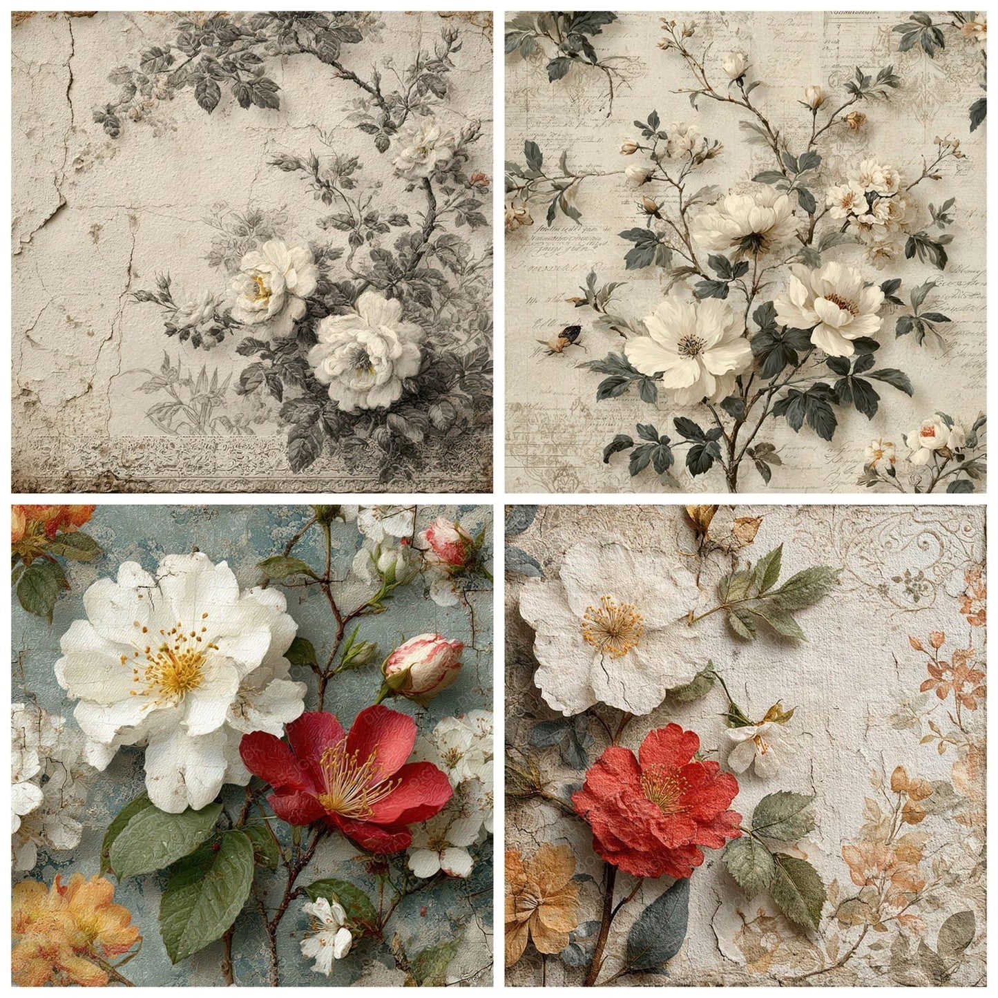 Victorian Floral Ephemera Digital Paper Pack (DDD007983)