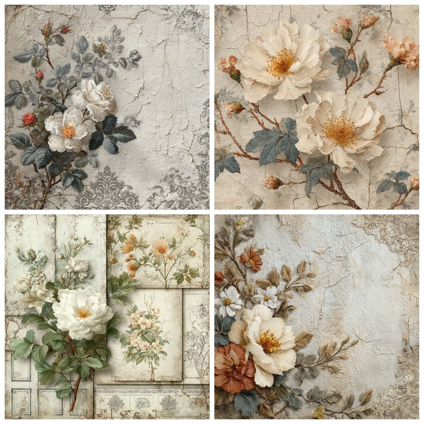 Victorian Floral Ephemera Digital Paper Pack (DDD007983)