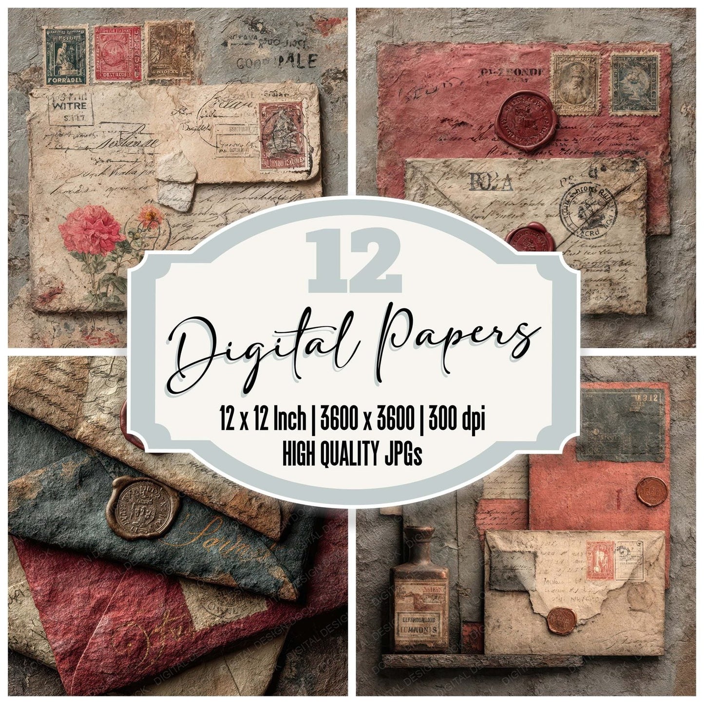 Victorian Letter Layers Digital Paper Pack (DDD007984)