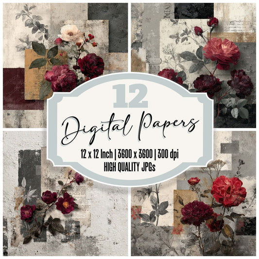 Crimson Archive Layers Digital Paper Pack (DDD007988)