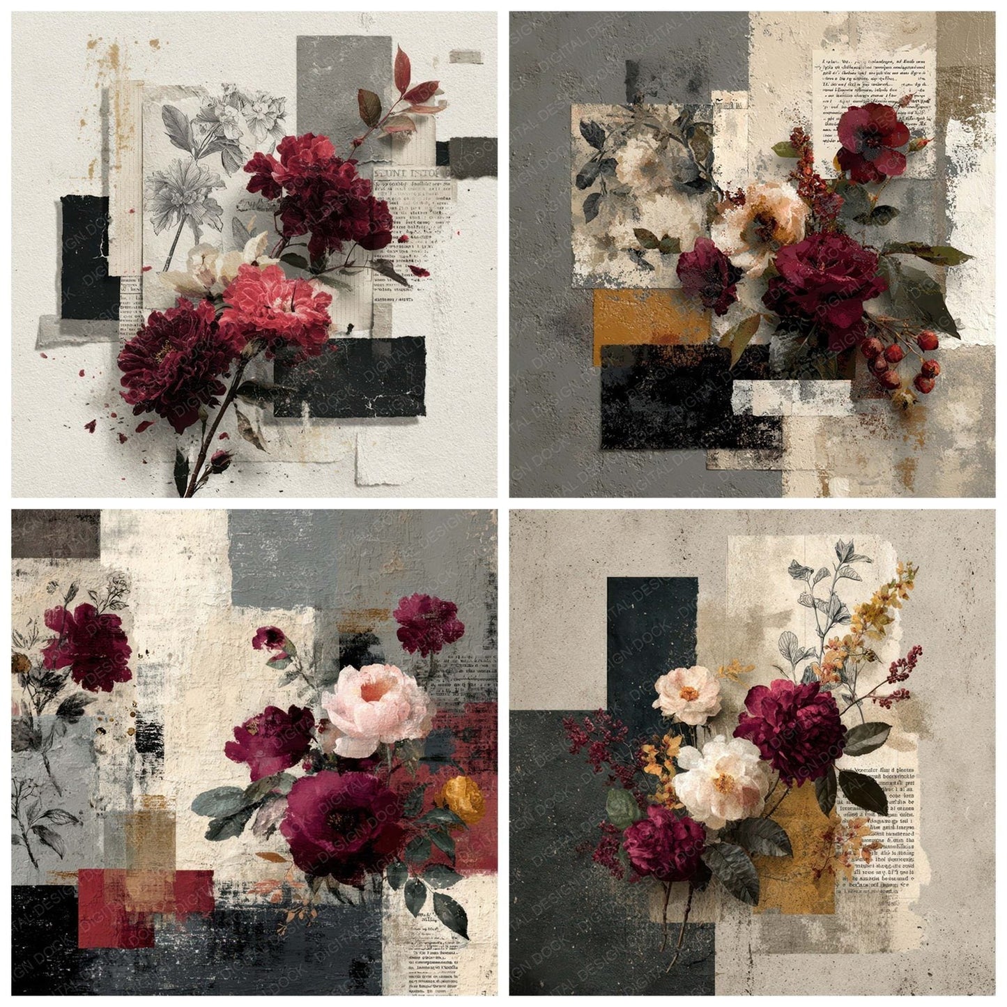 Crimson Archive Layers Digital Paper Pack (DDD007988)