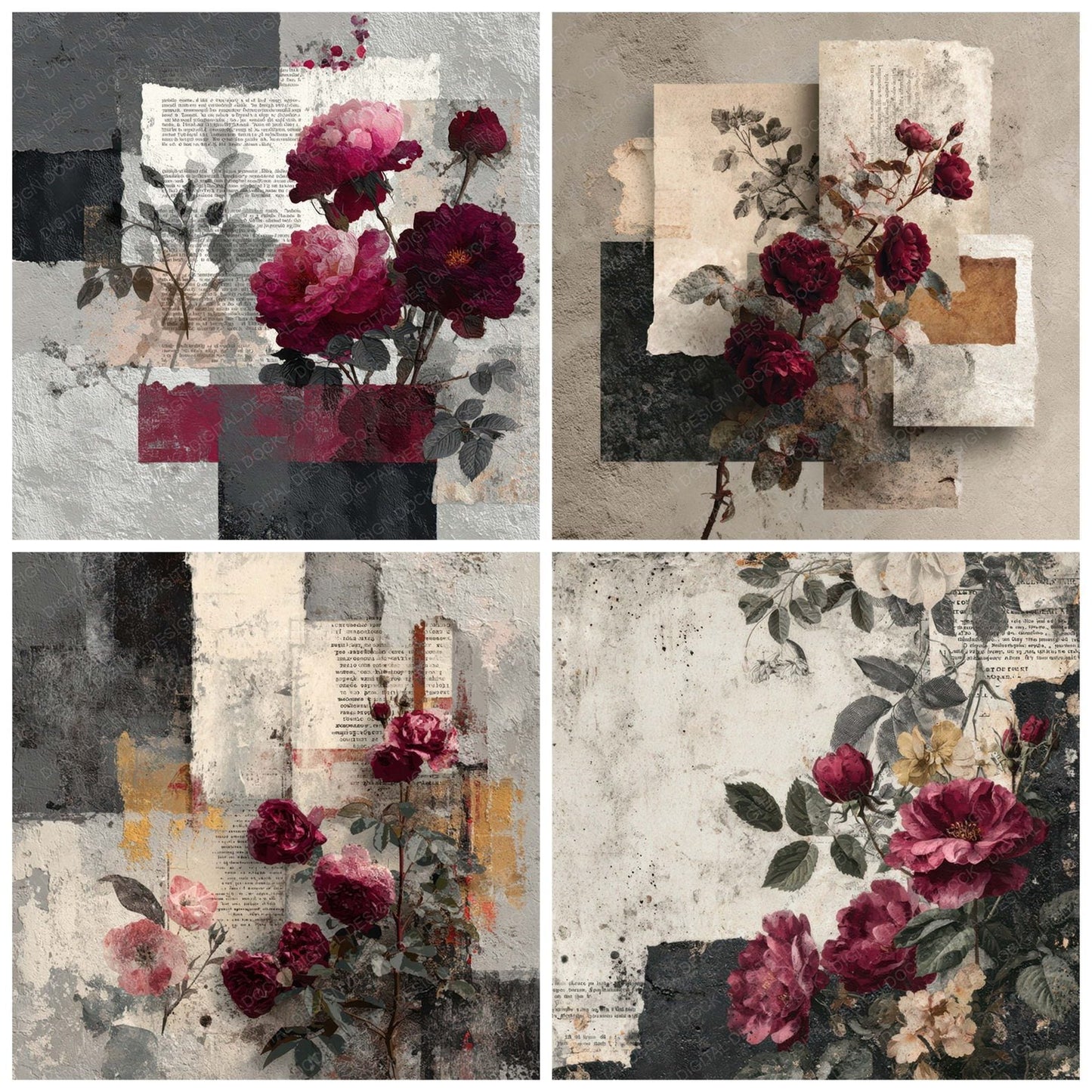 Crimson Archive Layers Digital Paper Pack (DDD007988)