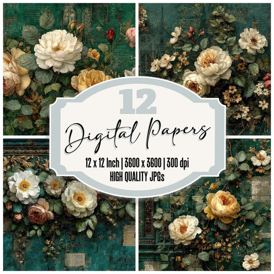Emerald Cathedral Bloom Digital Paper Pack (DDD007990)