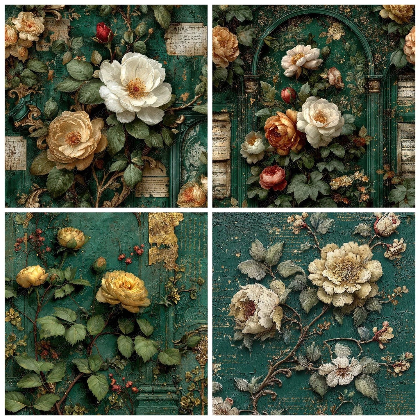 Emerald Cathedral Bloom Digital Paper Pack (DDD007990)