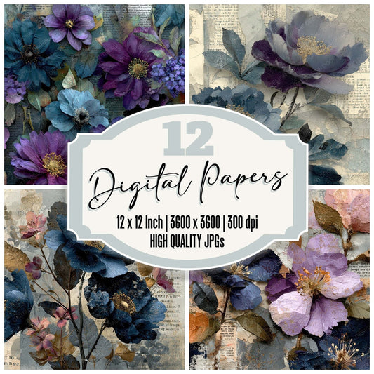 Indigo Manuscript Veil Digital Paper Pack (DDD007992)