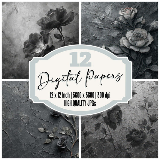 Midnight Emboss Bloom Digital Paper Pack (DDD007994)