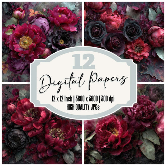 Midnight Thorn Bloom Digital Paper Pack (DDD007995)