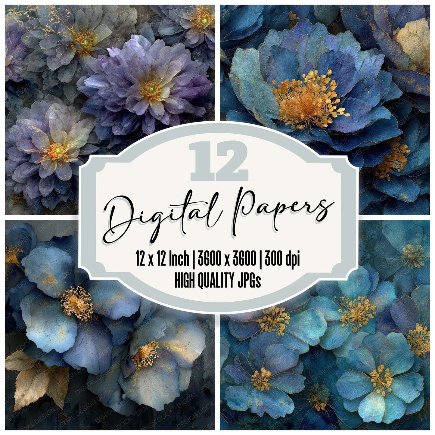 Obsidian Petal Veil Digital Paper Pack (DDD007997)