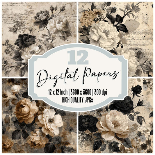 Sepia Gothic Manuscript Digital Paper Pack (DDD007999)