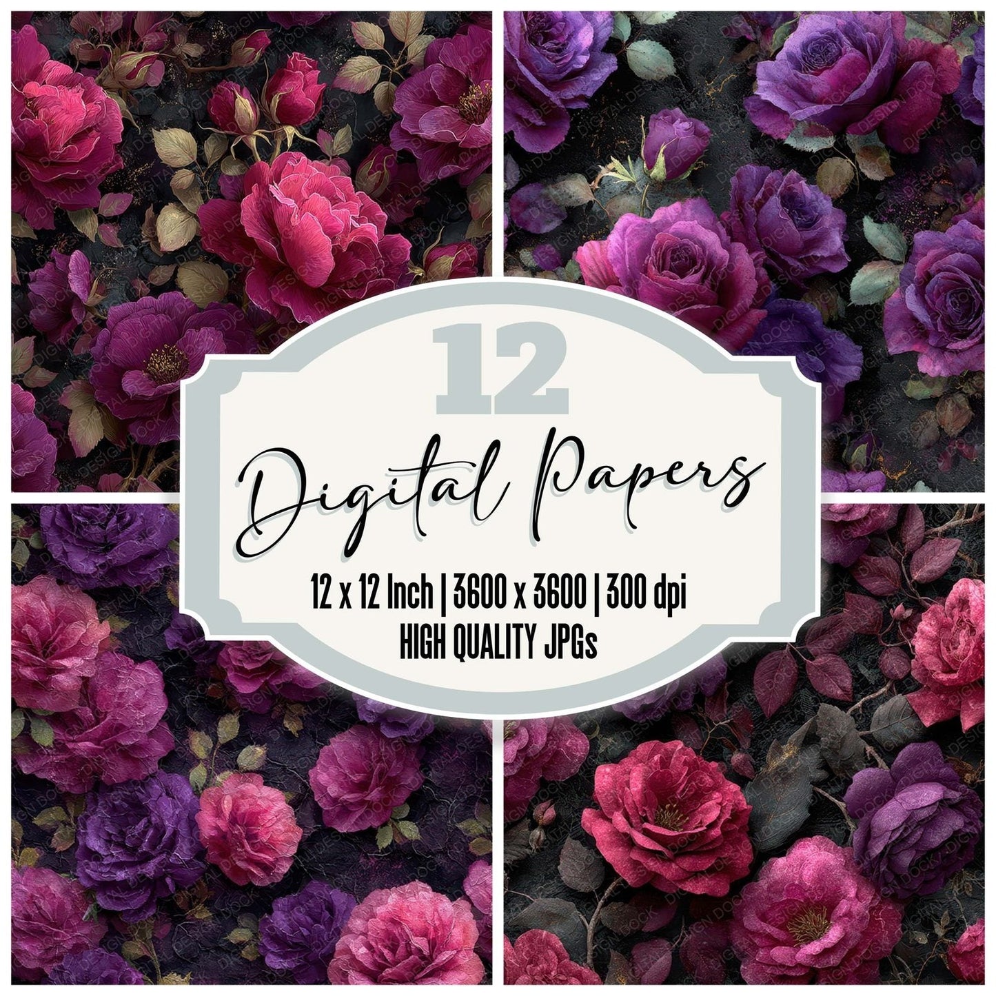Velvet Night Thorns Digital Paper Pack (DDD008003)