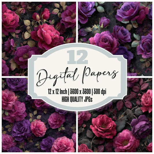 Velvet Night Thorns Digital Paper Pack (DDD008003)