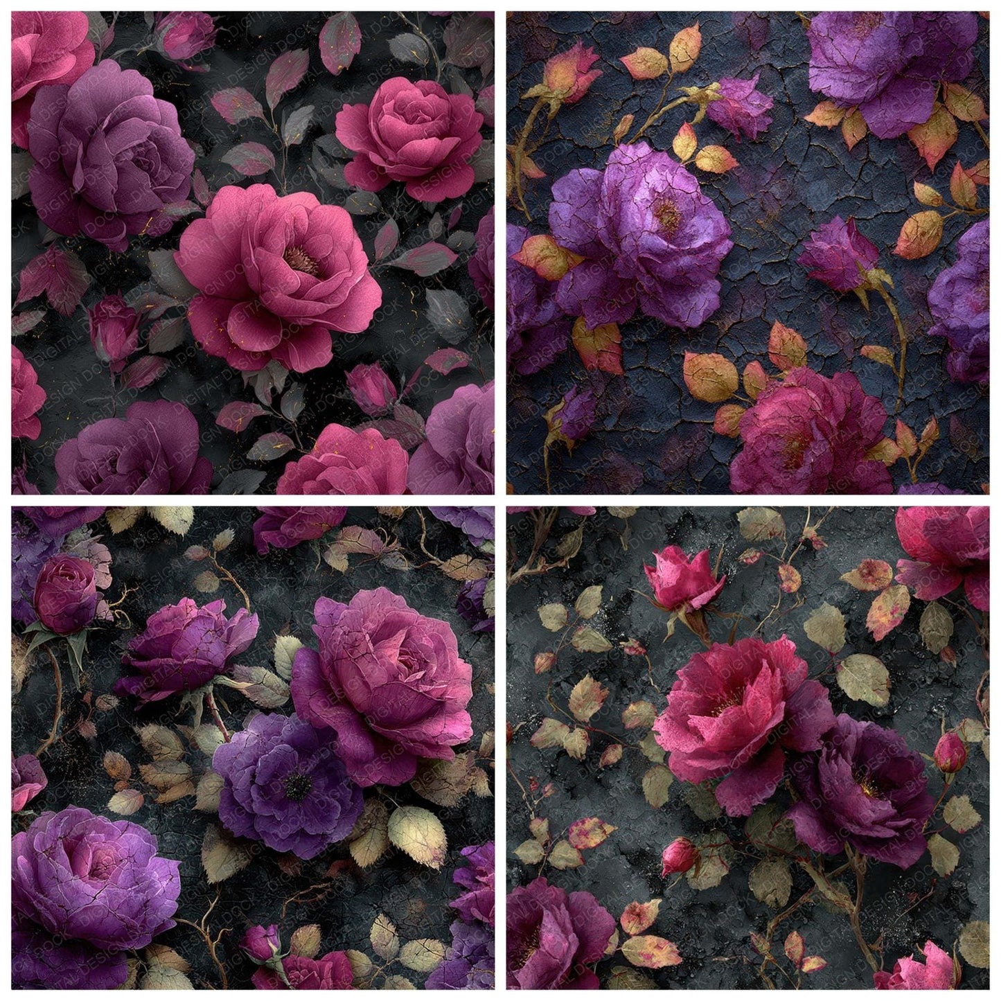 Velvet Night Thorns Digital Paper Pack (DDD008003)