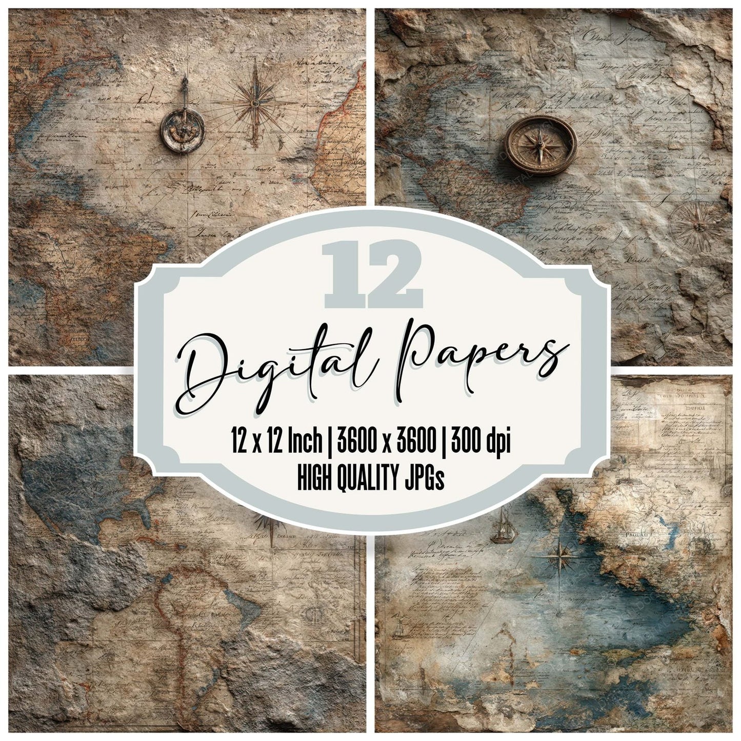 Victorian Cartography Layers Digital Paper Pack (DDD008005)