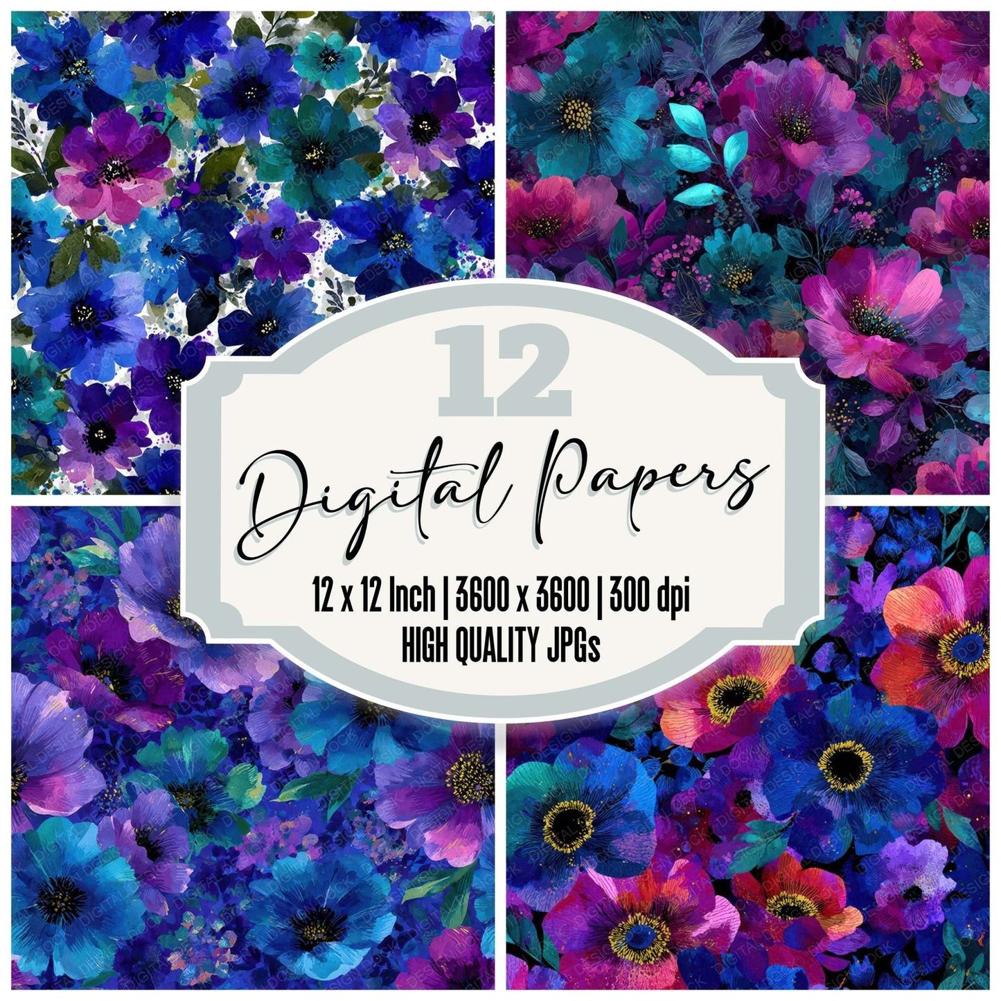 Jewel Ink Garden Digital Paper Pack (DDD008014)